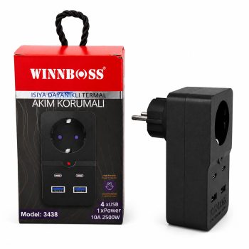 Winnboss Termal Akım Korumalı Priz – USB ve Type-C Çıkış Seçenekli