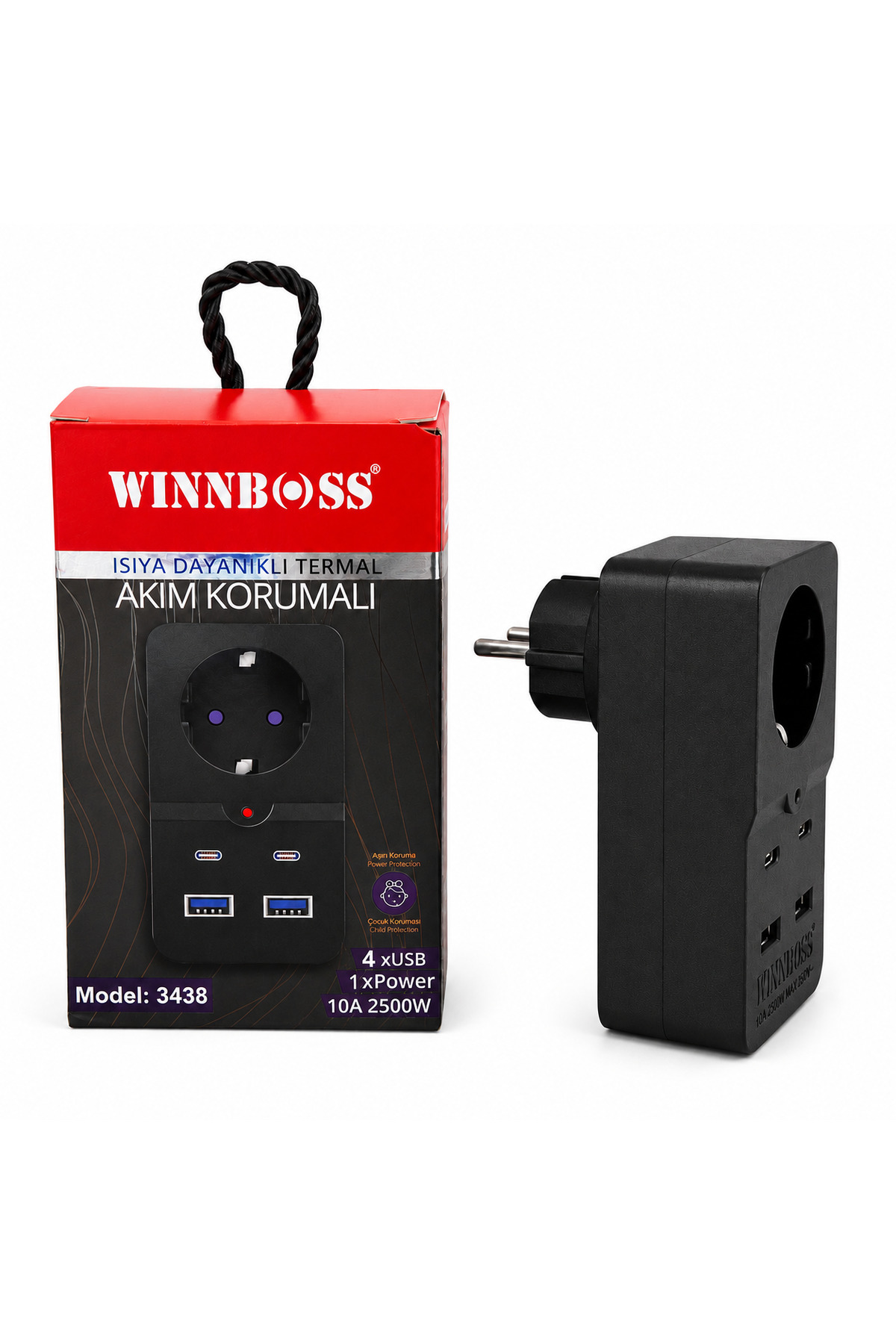 Winnboss Termal Akım Korumalı Priz – USB ve Type-C Çıkış Seçenekli