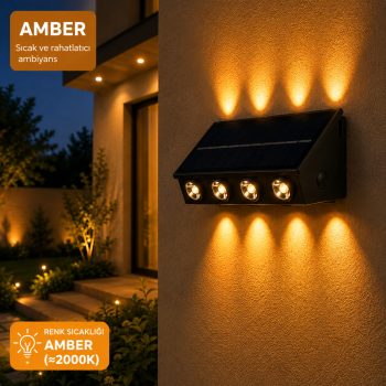 CATA CT-8010 Kos 20W Solar LED Duvar Apliği – IP65 Dış Mekân