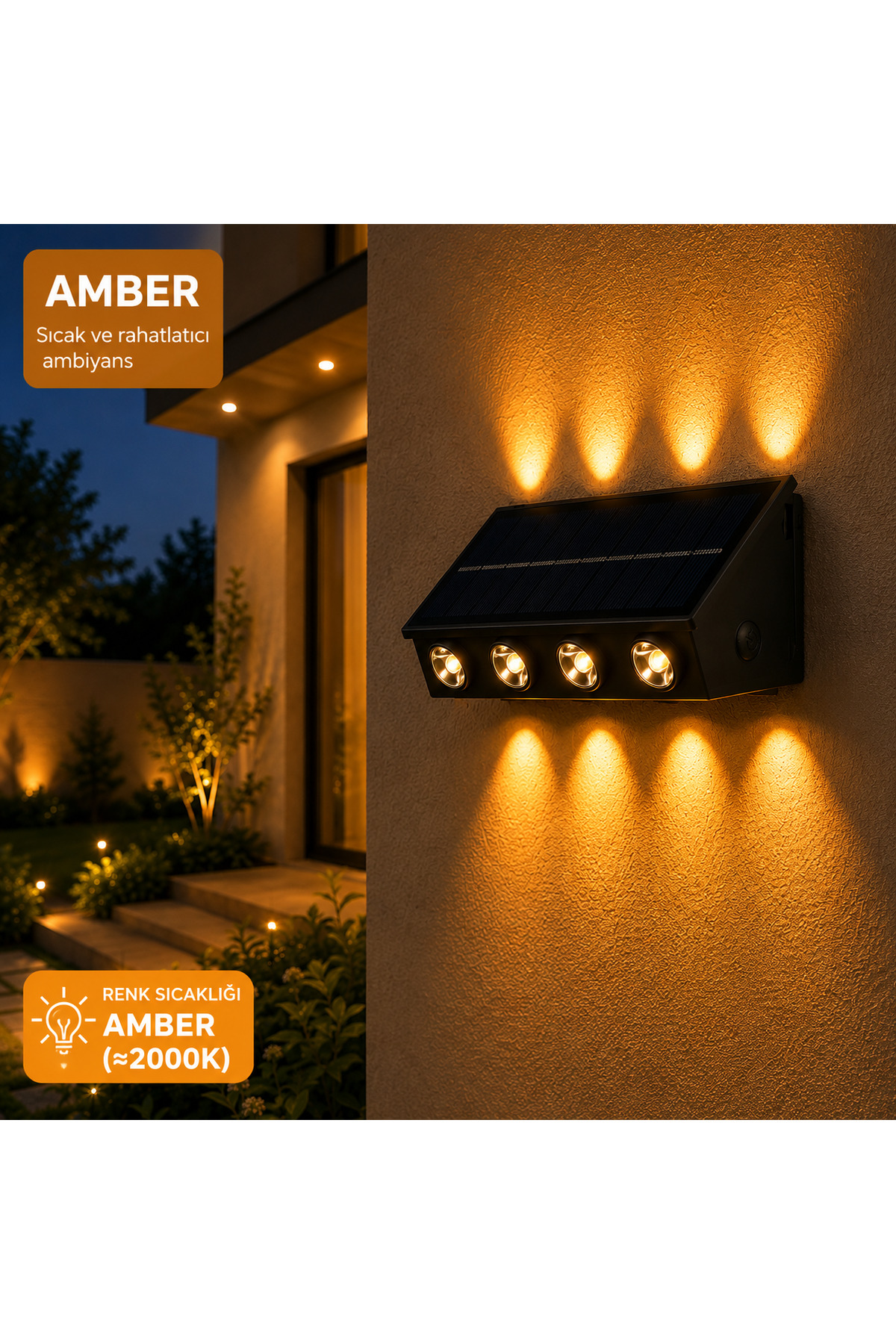 CATA CT-8010 Kos 20W Solar LED Duvar Apliği – IP65 Dış Mekân
