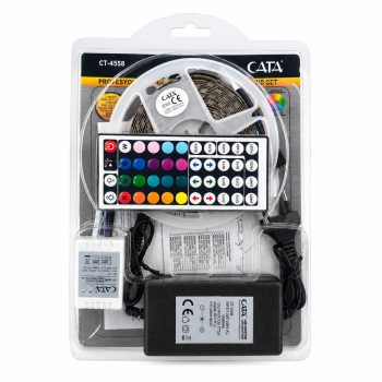 CATA 5 Metre RGB Şerit LED Seti Kumandalı Adaptörlü 16 Renk 4 Animasyon Modlu