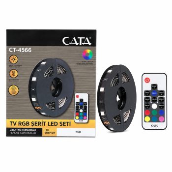 CATA 3 Metre USB RGB Şerit LED – Kumandalı 16 Renkli TV Arkası LED Aydınlatma