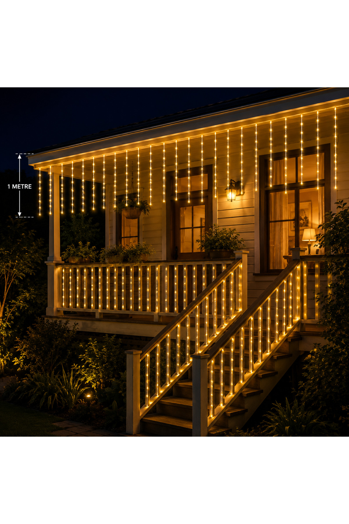 ASA Yılbaşı Süsü 2x1 Metre Gün Işığı–Beyaz Çakarlı Sarkıt Saçak Perde Yılbaşı LED