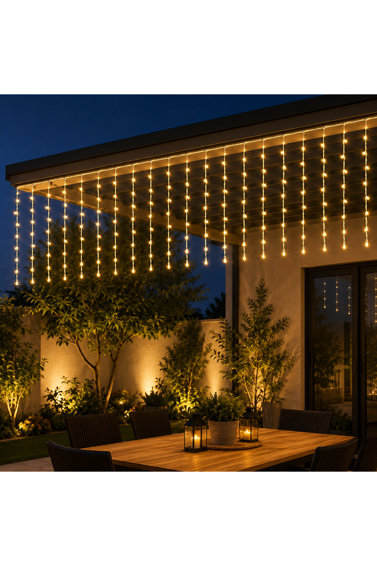 ASA Yılbaşı Süsü 2x1 Metre Gün Işığı–Beyaz Çakarlı Sarkıt Saçak Perde Yılbaşı LED