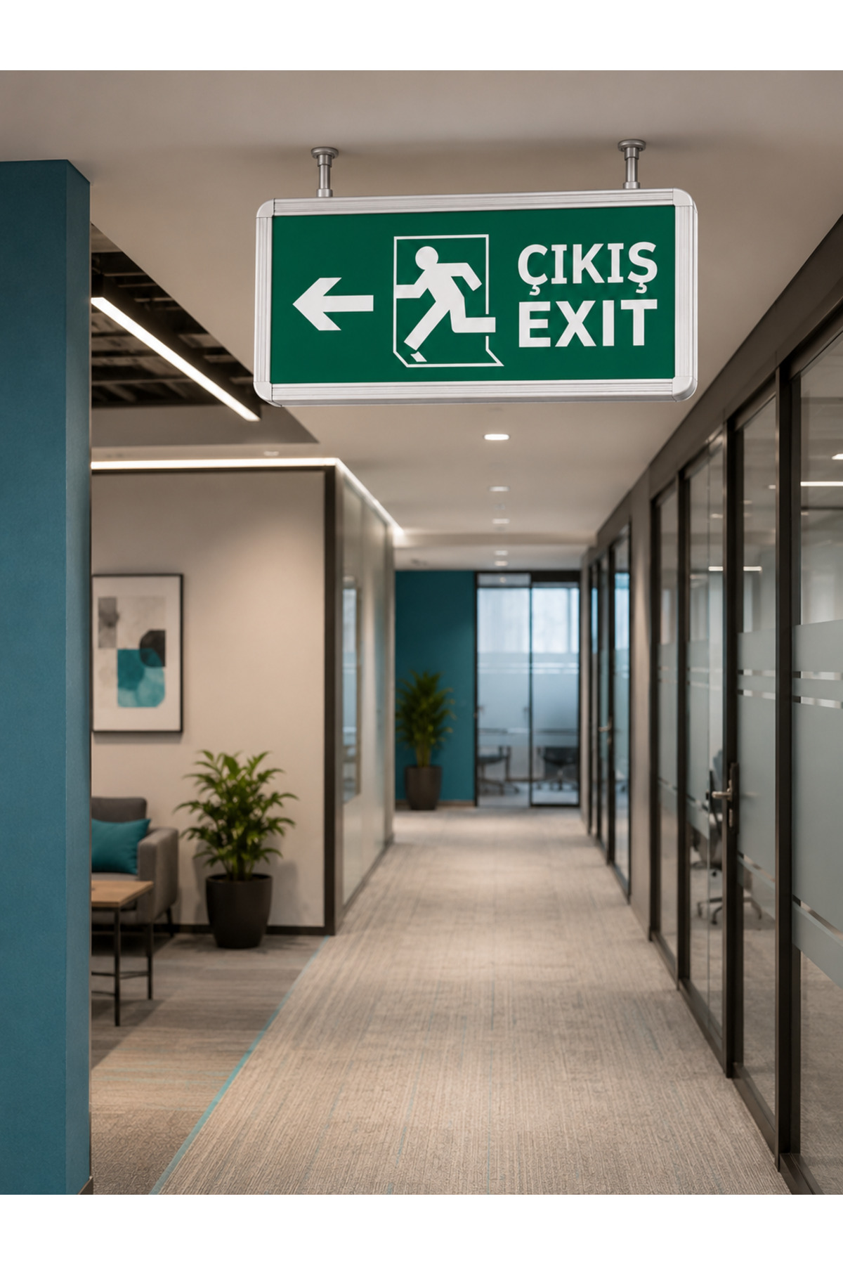 CATA Şarjlı LED Acil Çıkış Levhası – Düz / Aşağı / Sağ-Sol Yön Seçenekli