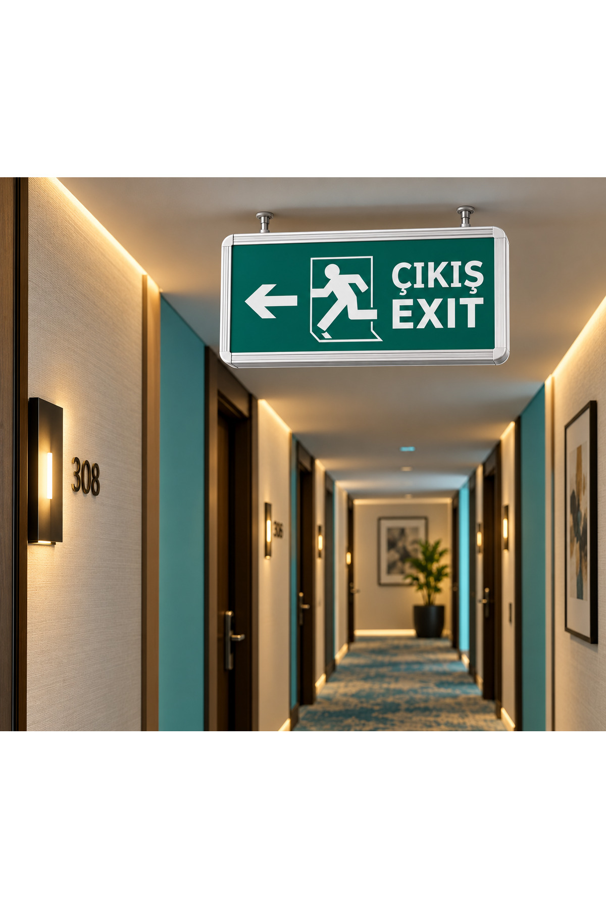 Global Şarjlı LED Acil Çıkış Levhası 2’li Paket – Düz / Aşağı / Sağ-Sol
