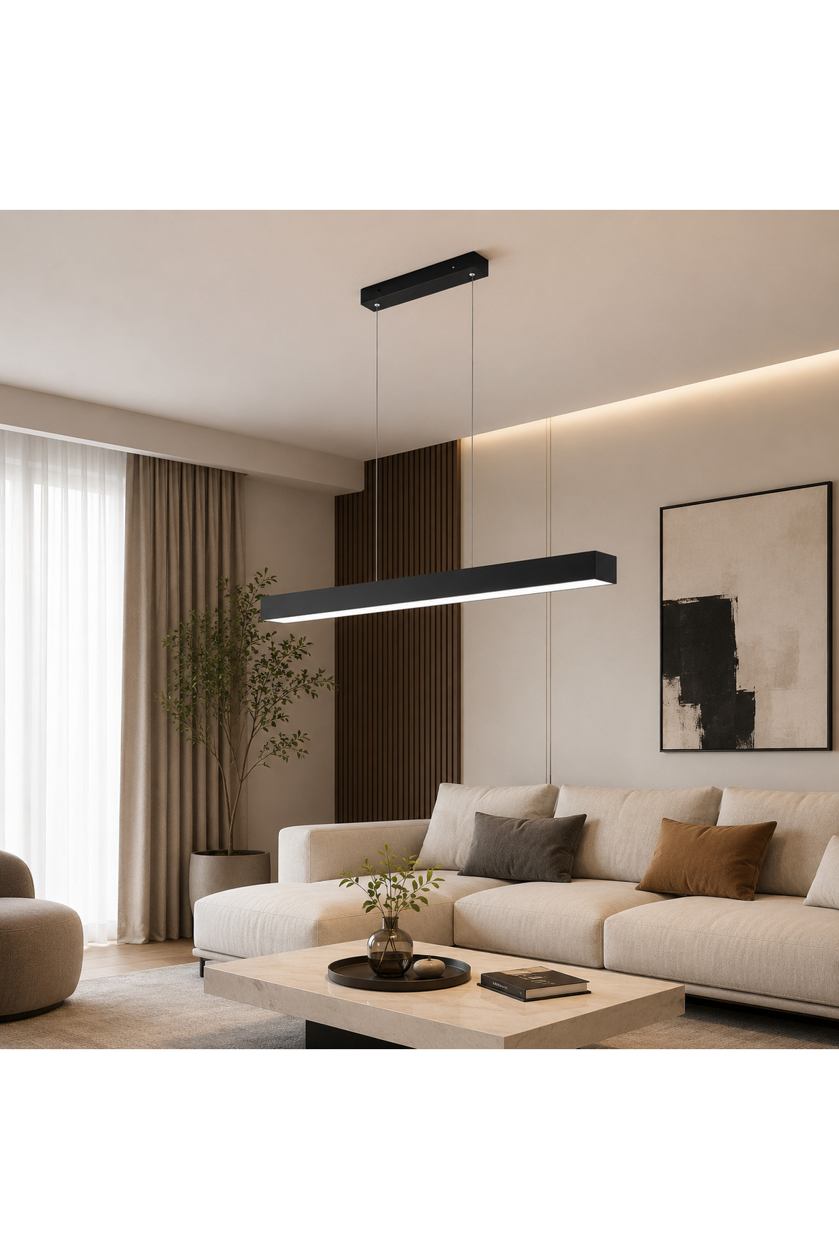 ASA Lineer LED Sarkıt Avize 100/120 cm – Siyah/Beyaz, 3000K/4000K/6500K