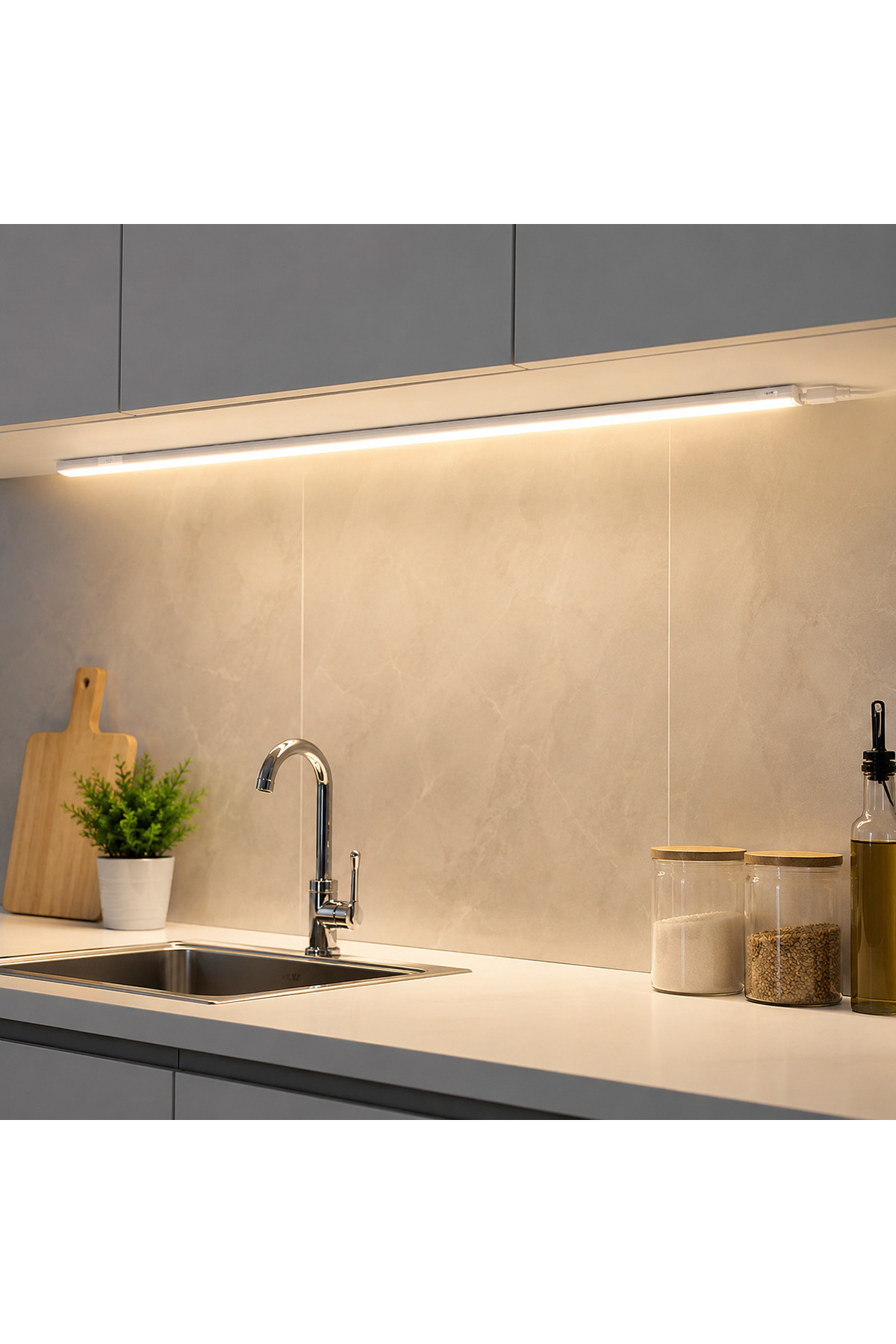 CATA Anahtarlı LED Bant Armatür – 30/60/90/120 cm, 3200K/6200K/6400K