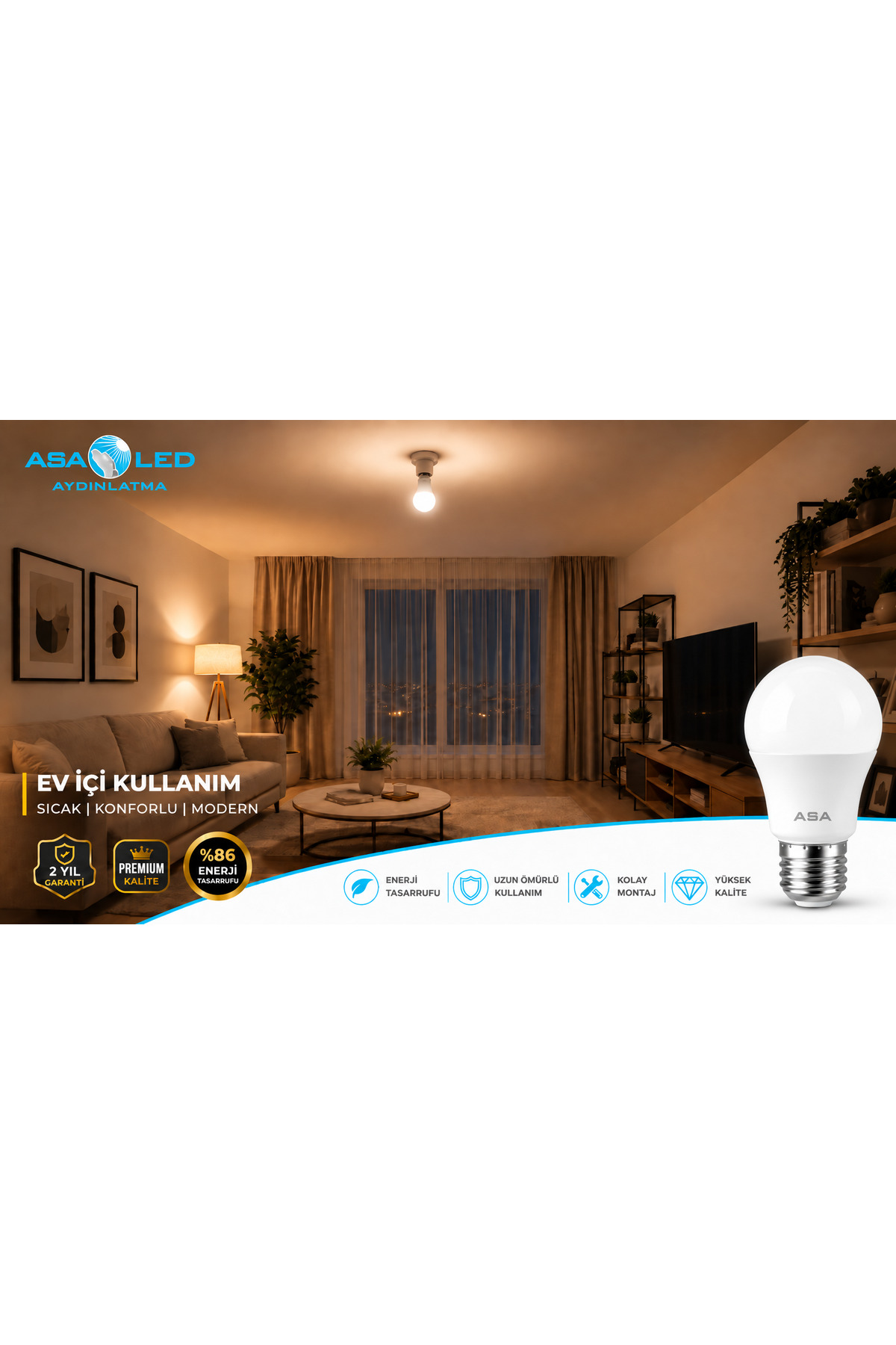 ASA LED 9W 810 Lümen E27 Ampul – 4’lü / 10’lu / 100’lü – 3000K / 6500K