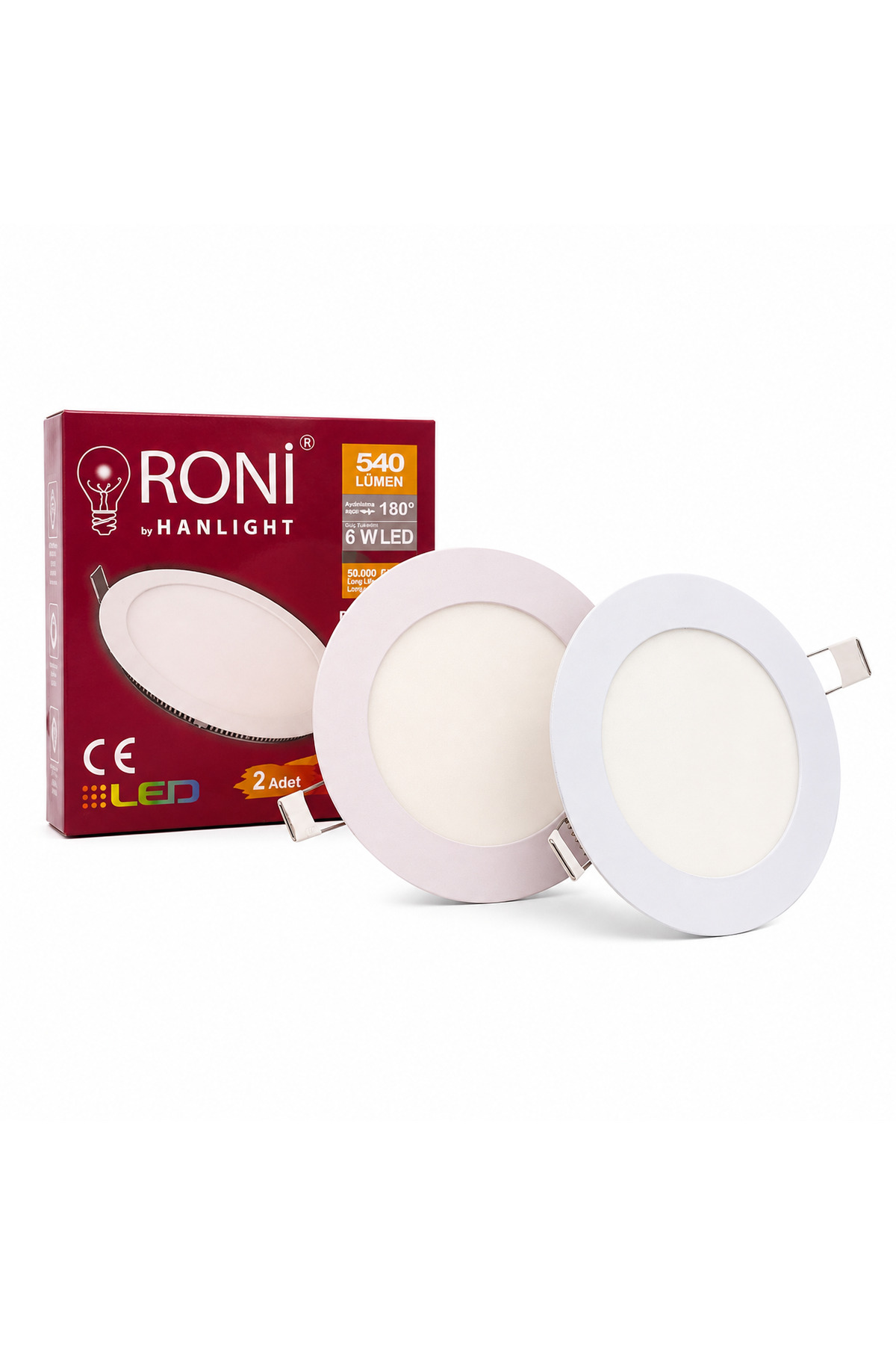 2 Adet 6W Yuvarlak Sıva Altı LED Panel 6500K Beyaz Işık