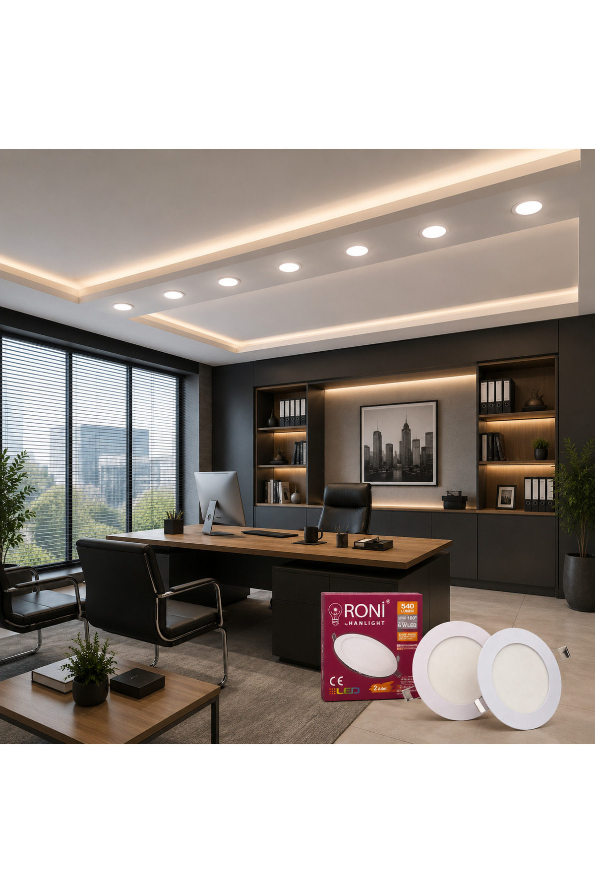 2 Adet 6W Yuvarlak Sıva Altı LED Panel 6500K Beyaz Işık